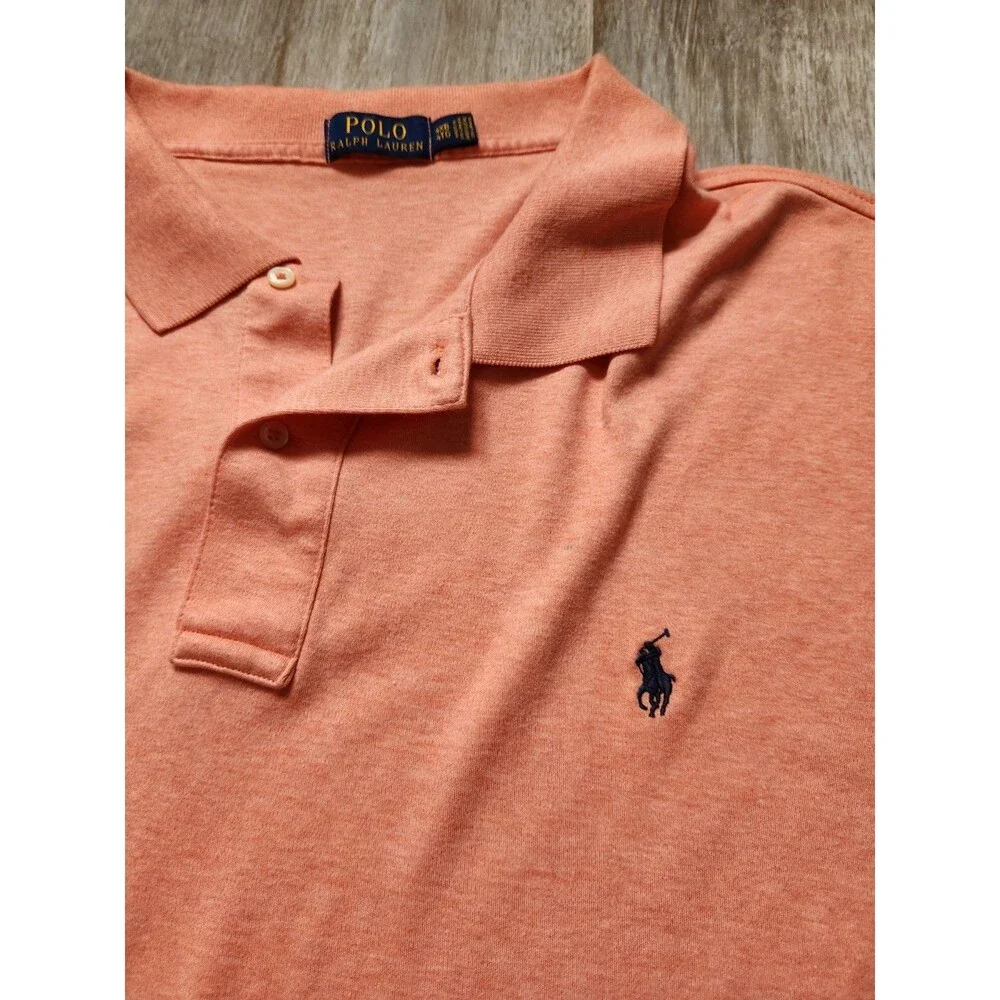 Polo Ralph Lauren Polo Shirt 4XB Big Tall Salmon Pink Short Sleeve Pony Logo GUC